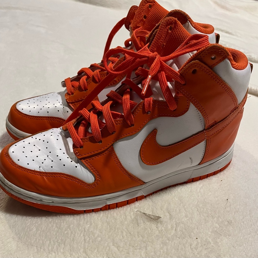 Nike High-Top Dunks in Orange and White